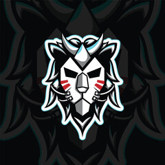 Lion cyborg esport mascot logo vector design