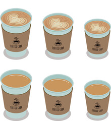 カフェラテのアイソメトリックベクターイラスト