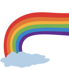 The colors of the rainbow include circles colors lines, clouds