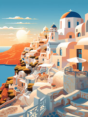 Santorini Greek Generative AI
 - obrazy, fototapety, plakaty