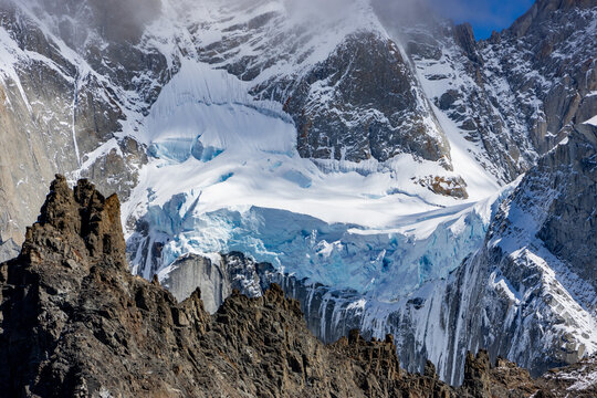Glacier at Mount Fitz Roy, Los Glaciares National Park, Patagonia, Argentina. South America