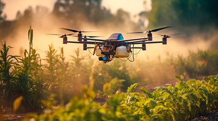 Cutting-Edge Crop Spraying Drone Powered by Artificial Intelligence. Generative AI.