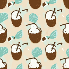 cute simple coconut pattern, cartoon, minimal, decorate blankets, carpets, for kids, theme print design
