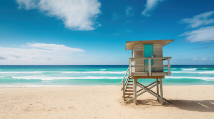 lifeguard tower on beach. summer and vacation. generative ai