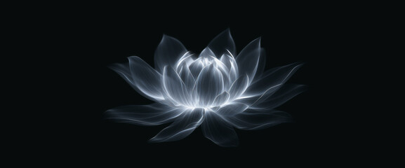 Lotus flower isolated on dark background with space for text. Generative AI