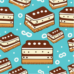 cute simple tiramisu pattern, cartoon, minimal, decorate blankets, carpets, for kids, theme print design
