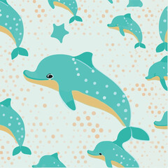 cute simple dolphin pattern, cartoon, minimal, decorate blankets, carpets, for kids, theme print design
