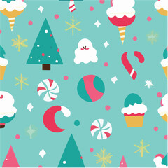 cute simple christmas pattern, cartoon, minimal, decorate blankets, carpets, for kids, theme print design

