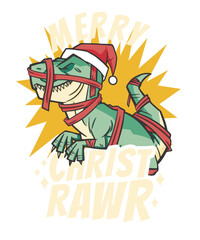 Merry Christrawr Trex Christmas funny grumpy