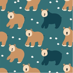 cute simple grizzly bear pattern, cartoon, minimal, decorate blankets, carpets, for kids, theme print design
