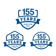 155 years anniversary celebration logotype. 155th anniversary logo collection. Set of anniversary design template. Vector illustration.
