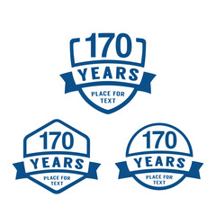 170 years anniversary celebration logotype. 170th anniversary logo collection. Set of anniversary design template. Vector illustration.
