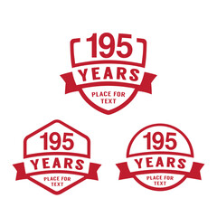 195 years anniversary celebration logotype. 195th anniversary logo collection. Set of anniversary design template. Vector illustration.
