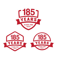 185 years anniversary celebration logotype. 185th anniversary logo collection. Set of anniversary design template. Vector illustration.

