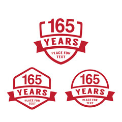 165 years anniversary celebration logotype. 165th anniversary logo collection. Set of anniversary design template. Vector illustration.
