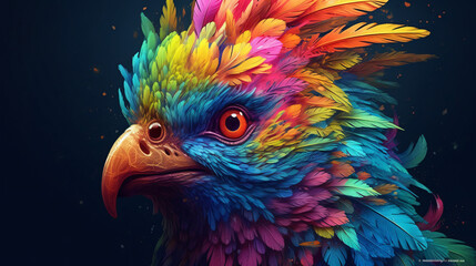 Obraz premium colorful bird with feathers on its head and body, Generative Ai