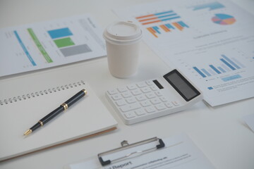 Obraz premium Team of business people working together in the meeting room office, teamwork background charts and graphs banner, double exposure successful teamwork,business planning concept.