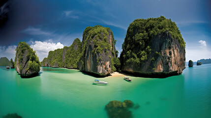 Obraz premium Krabi is famous for its scenic view and breathtaking Beaches and Islands. Generative AI