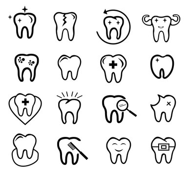 Dental tooth icons set. tooth symbol illustration vector. Contain such icons as dental, dentist, oral, dent, health. EPS