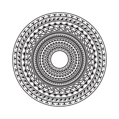 Polynesian circle tattoo style mandala pattern vector illustration