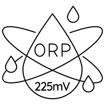 Thin line vector black icon of Water Oxidation Reduction Potential ORP 225 mV calibration. Modern minimal water quality measurement symbol isolated on transparent background. Line thickness editable