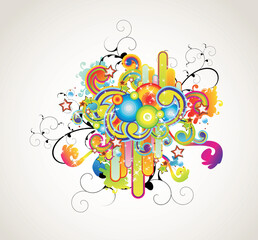 Colorful Mix of Abstract Elements Background