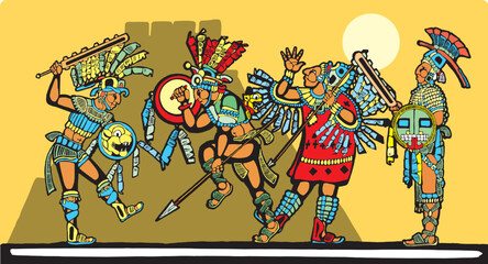 Battle for sacrifices inspired by Mayan Murals.