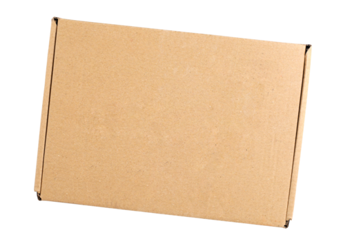 Brown cardboard box, transparent background
