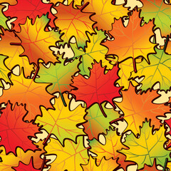 Maple leaf abstract background. Seamless. Vector illustration.