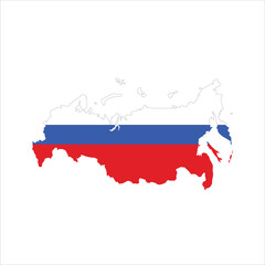 Russia map flag on grey background. Vector illustration. Eps 10.