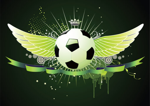 Vector illustration of style soccer football winged emblems