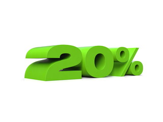 20% Percent Discount 3d Sign on Light Background