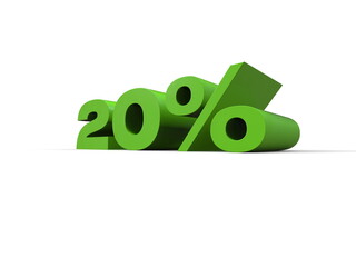 20% Percent Discount 3d Sign on Light Background