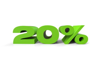 20% Percent Discount 3d Sign on Light Background