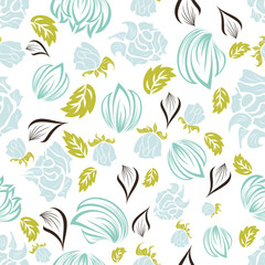 Seamless vector floral background. For easy making seamless pattern just drag all group into swatches bar, and use it for filling any contours.