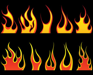 Set of different fire patterns for design use