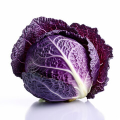 A fresh red cabbage isolated on white background. Fresh raw organic vegetable. Generative AI.