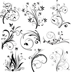 Various decorative floral designs