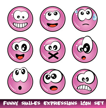 Colorful Set of Funny Smiles with different expressions