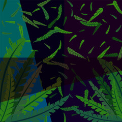Abstract background with palm leaves, cartoon style, design element