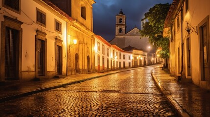 Picturesque alley with old buildings in the old town of the monumental city. Generative ai.