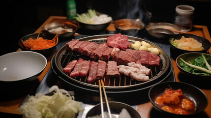 Traditional Korean Sauces with Authentic Korean BBQ Experience. Generative AI
