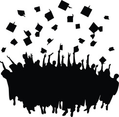 silhouette of  graduation celebration , vector file isolated on white background - obrazy, fototapety, plakaty
