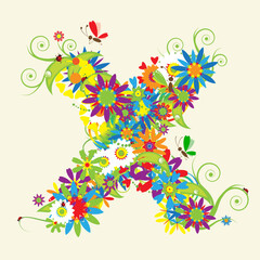 Letter X, floral design. See also letters in my gallery