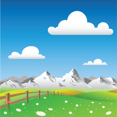 A Country Landscape with Mountains