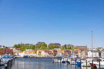 Walking in Flensburg's streets along the sea side, Germany