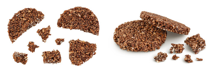 amaranth cookies with carob isolated on white background. Healthy food. Top view. Flat lay