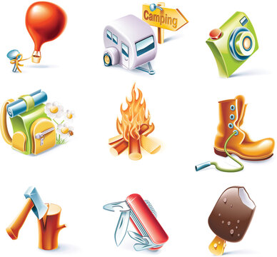 Set of highly detailed cartoon icons