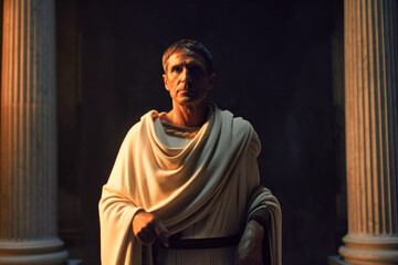 Photorealistic close up of Gaius Julius Caesar (Generative AI)