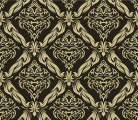 Damask seamless vector background.  For easy making seamless pattern just drag all group into swatches bar, and use it for filling any contours.